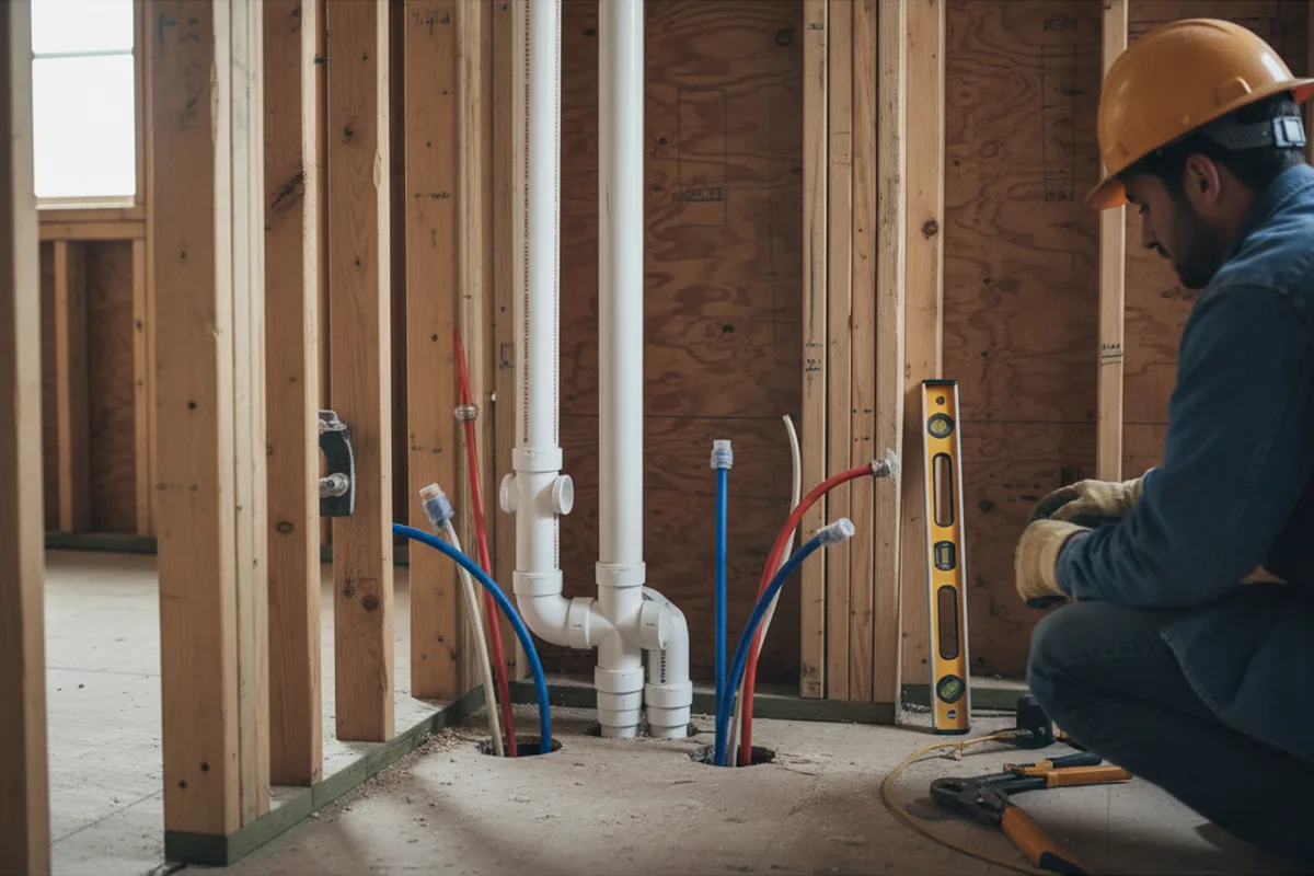 Drain and supply rough-in during Toilet Repair and Installation in Brentwood